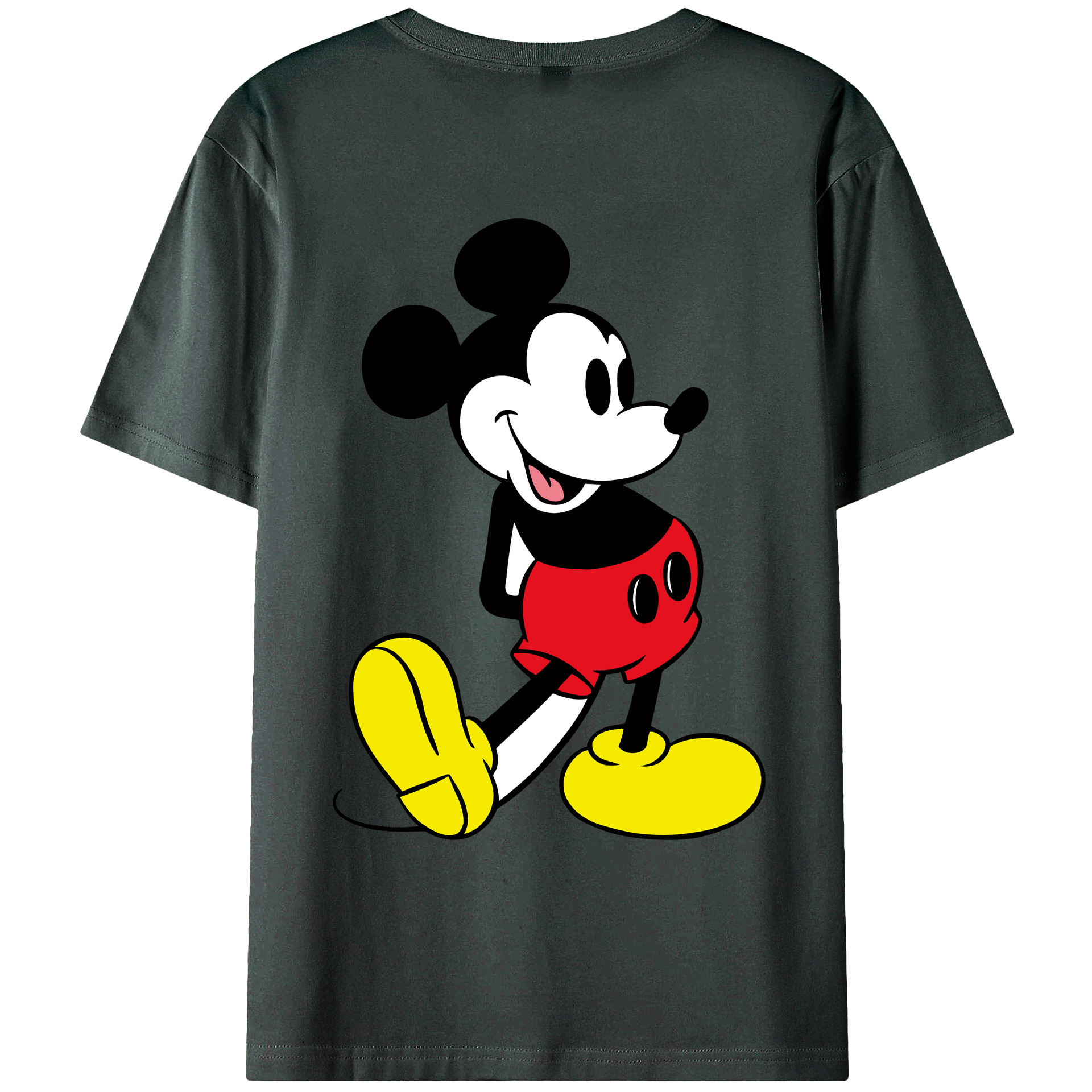 ミッキーマウス Mickey Mouse 綿100％ メンズ半袖Tシャツ（バックプリント） 通気性